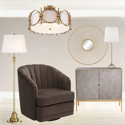 Barnes And Ivy Francis Mid Century Modern Ceiling Light Semi Flush Mount Fixture 18 1/4" Wide Gold 3-Light White Fabric Drum Shade For Bedroom Kitchen 8 Barnes And Ivy Francis Mid Century Modern Ceiling Light Semi Flush Mount Fixture 18 1/4" Wide Gold 3-Light White Fabric Drum Shade For Bedroom Kitchen - Image 6