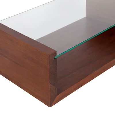 18" X 6" Holt Wood/Glass Decorative Wall Shelf Walnut Brown - Kate & Laurel All Things Decor 5 18" X 6" Holt Wood/Glass Decorative Wall Shelf Walnut Brown - Kate & Laurel All Things Decor - Image 3