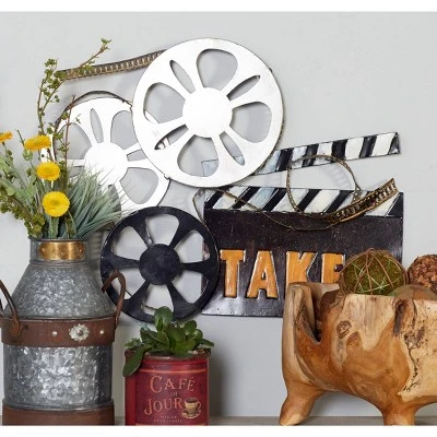 Metal Film Reels Wall Decor Black - Olivia & May 8 Metal Film Reels Wall Decor Black - Olivia & May - Image 6