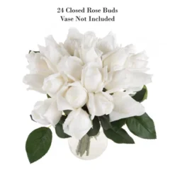 Rose Artificial Flowers - 24Pc Real Touch 11.5-Inch Fake Flower Set With Stems For Home Décor, Wedding, Or Bridal/Baby Showers By Pure Garden (White) 9 Rose Artificial Flowers - 24Pc Real Touch 11.5-Inch Fake Flower Set With Stems For Home Décor, Wedding, Or Bridal/Baby Showers By Pure Garden (White) -Home Decor Shop GUEST 9abc0fb4 d6fa 414f adaa 695ac942fdd0