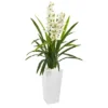 Nearly Natural 4.5-ft Cymbidium Orchid Artificial Plant In White Tower Planter -Home Decor Shop GUEST 9b4bf407 41a8 4f4d a6ee 1ef39b48925b