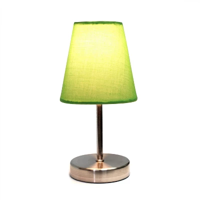 10.5" Petite Metal Stick Bedside Table Desk Lamp In Sand Nickel With Fabric Shade Green - Creekwood Home 3 10.5" Petite Metal Stick Bedside Table Desk Lamp In Sand Nickel With Fabric Shade Green - Creekwood Home