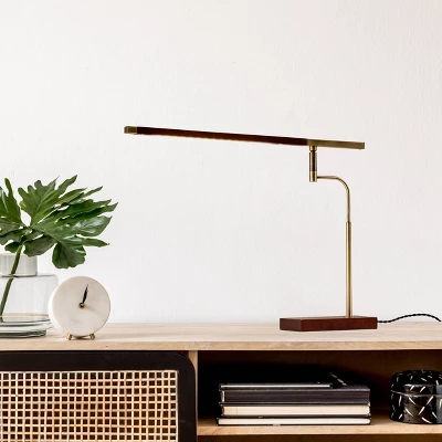 LED Barrett Desk Lamp Walnut/Brass (Includes LED Light Bulb) - Adesso 3 LED Barrett Desk Lamp Walnut/Brass (Includes LED Light Bulb) - Adesso