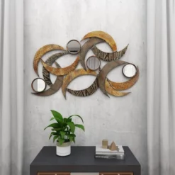 Metal Abstract Wall Decor With Round Mirror Accents Beige - Olivia & May 20 Metal Abstract Wall Decor With Round Mirror Accents Beige - Olivia & May -Home Decor Shop GUEST 9d6d8b78 55ce 441b 9cf3 28e40f61bedf