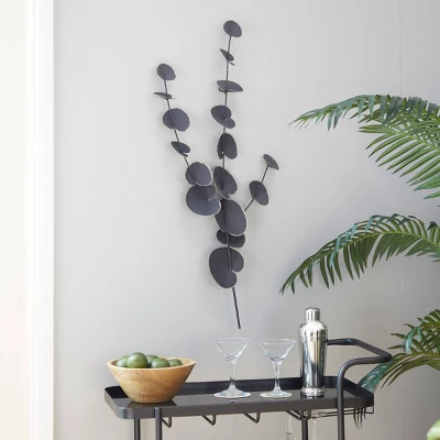 Metal Floral Wall Decor Black - Olivia & May 3 Metal Floral Wall Decor Black - Olivia & May