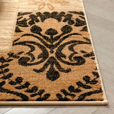 Well Woven Plain Border Damask Warms Brush Effect Soft Area Rug 4 Well Woven Plain Border Damask Warms Brush Effect Soft Area Rug - Image 2