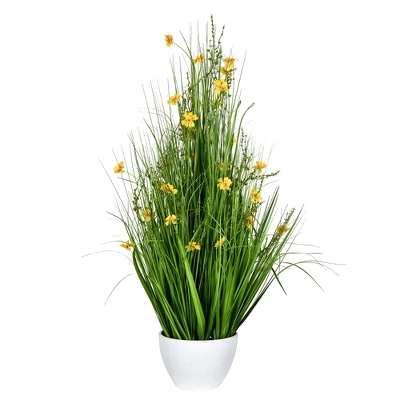 Vickerman Artificial Yellow Potted Artificial Cosmos And Grass 5 Vickerman Artificial Yellow Potted Artificial Cosmos And Grass - Image 3