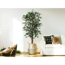 Forever Leaf 60" Artificial Ficus Silk Tree In Wicker Basket, Indoor Artificial Plant For Home Decor 10 Forever Leaf 60" Artificial Ficus Silk Tree In Wicker Basket, Indoor Artificial Plant For Home Decor -Home Decor Shop GUEST a0a0edce ae45 495c bca7 8f91a115cc5b