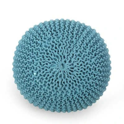 Nahunta Modern Knitted Cotton Round Pouf - Christopher Knight Home 8 Nahunta Modern Knitted Cotton Round Pouf - Christopher Knight Home - Image 6