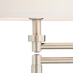 360 Lighting Camber Modern Desk Table Lamp 29" Tall Brushed Steel With USB And AC Power Outlet In Base Swing Arm Linen Shade For Bedroom Living Room -Home Decor Shop GUEST a194d443 0ee6 45cd a24a ea97c190521c