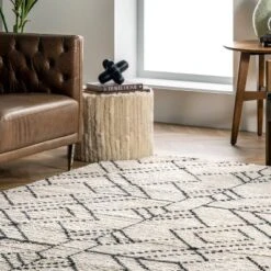 5'3"x7'6" Carlina Modern Geometric Soft Shag Fringe Area Rug Beige - NuLOOM -Home Decor Shop GUEST a2754ca4 8281 4256 acbd bcc1ef6b4e48