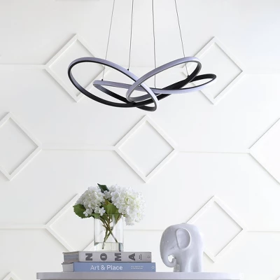 25" Metal Adjustable Alexia Abstract Integrated Pendant (Includes Energy Efficient Light Bulb) Black - JONATHAN Y 4 25" Metal Adjustable Alexia Abstract Integrated Pendant (Includes Energy Efficient Light Bulb) Black - JONATHAN Y - Image 2