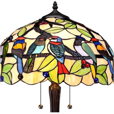 Robert Louis Tiffany Traditional Table Lamp 24.75" High Bronze Tropical Birds Stained Glass Shade For Living Room Family Bedroom Nightstand 4 Robert Louis Tiffany Traditional Table Lamp 24.75" High Bronze Tropical Birds Stained Glass Shade For Living Room Family Bedroom Nightstand - Image 2