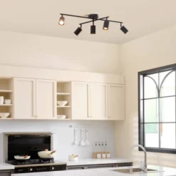 5-Light Matte Black Track Lighting With Center Swivel Bar With Pivoting Shades - Globe Electric 13 5-Light Matte Black Track Lighting With Center Swivel Bar With Pivoting Shades - Globe Electric -Home Decor Shop GUEST a478e599 8a6c 444a 9a00 126183ff512c