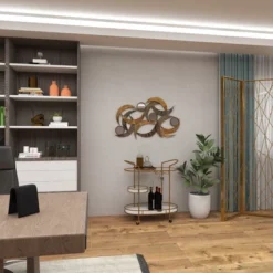 Metal Abstract Wall Decor With Round Mirror Accents Beige - Olivia & May 15 Metal Abstract Wall Decor With Round Mirror Accents Beige - Olivia & May -Home Decor Shop GUEST a486951f 8306 4f28 b65d 8a00ff5c49bc