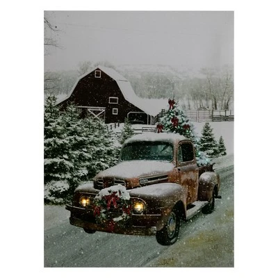 Northlight LED Lighted Fiber Optic Truck With Tree Christmas Canvas Wall Art 15.75" X 11.75" 5 Northlight LED Lighted Fiber Optic Truck With Tree Christmas Canvas Wall Art 15.75" X 11.75" - Image 3