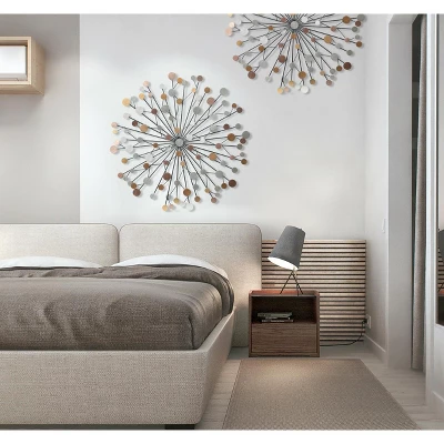 LuxenHome Silver, Black, And Gold Iron Metal Round Abstract Wall Decor 5 LuxenHome Silver, Black, And Gold Iron Metal Round Abstract Wall Decor - Image 3