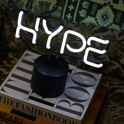 Amped Co 9.6" X 8.3" HYPE Real Neon Light Novelty Desk Lamp, White 6 Amped Co 9.6" X 8.3" HYPE Real Neon Light Novelty Desk Lamp, White - Image 4