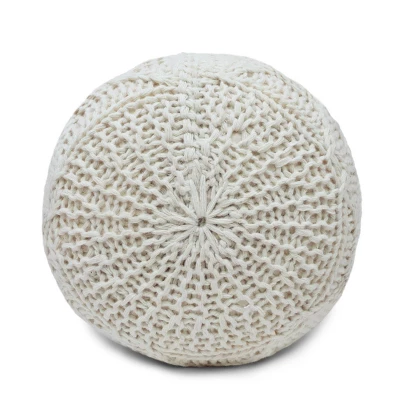 Morven Handmade Boho Fabric Pouf Cream - Christopher Knight Home 5 Morven Handmade Boho Fabric Pouf Cream - Christopher Knight Home - Image 3