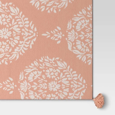 Medallion Jacquard Knit Throw Blanket With Tassels Coral - Threshold™ 5 Medallion Jacquard Knit Throw Blanket With Tassels Coral - Threshold™ - Image 3