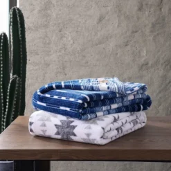 50"x60" Logan Stripe Reversible Throw Blanket Blue - Wrangler -Home Decor Shop GUEST a909cfb7 1fc7 454d accd 049da0777c63