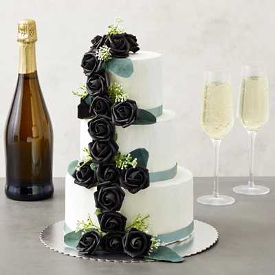 Bright Creations 200 Pack Black Roses Artificial Flowers For Decoration, Small Flower Heads For Arts And Crafts, Stemless Arrangements, 3" 4 Bright Creations 200 Pack Black Roses Artificial Flowers For Decoration, Small Flower Heads For Arts And Crafts, Stemless Arrangements, 3" - Image 2