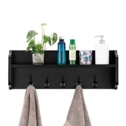 25" X 9" Entryway Floating Utility Wall Shelf With Hooks Black - Danya B. -Home Decor Shop GUEST aad463a2 b58c 4c4b 9219 feaa50143ea0