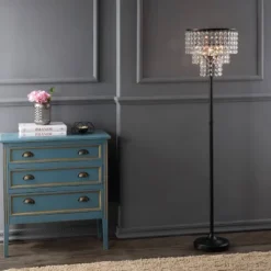 60" Crystal/Metal Juliette Floor Lamp (Includes Light Bulb) Bronze - JONATHAN Y