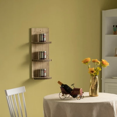 Vintiquewise Natural Wooden Three Sliced Log Wood Shelf Display For Entryway, Kitchen, And Outdoor 7 Vintiquewise Natural Wooden Three Sliced Log Wood Shelf Display For Entryway, Kitchen, And Outdoor - Image 5