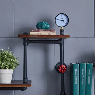 44.5" X 27.6" Tiered Horizontal Industrial Pipe Wall Shelf Brown/Black - Danya B. 9 44.5" X 27.6" Tiered Horizontal Industrial Pipe Wall Shelf Brown/Black - Danya B. - Image 7