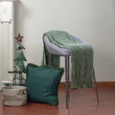 Northlight Green Chenille Cable Knit Rectangular Throw Blanket 50" X 60" 3 Northlight Green Chenille Cable Knit Rectangular Throw Blanket 50" X 60"