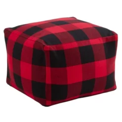 Saro Lifestyle Buffalo Plaid Design Floor Pouf -Home Decor Shop GUEST abf45f10 09ee 45e6 8eaa 021173119c3e