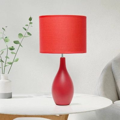 18.11" Traditional Standard Ceramic Dewdrop Table Desk Lamp With Matching Fabric Shade Red - Creekwood Home 8 18.11" Traditional Standard Ceramic Dewdrop Table Desk Lamp With Matching Fabric Shade Red - Creekwood Home - Image 6