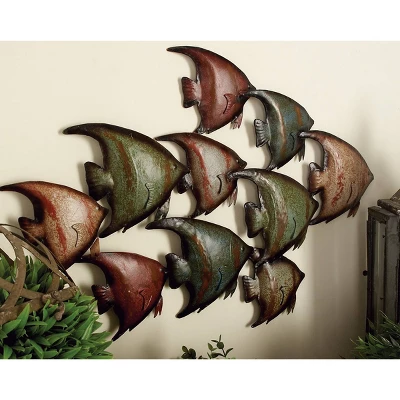 Metal Fish Indoor Outdoor Wall Decor Multi Colored - Olivia & May 6 Metal Fish Indoor Outdoor Wall Decor Multi Colored - Olivia & May - Image 4