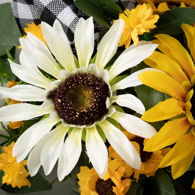 Sullivans Artificial Sunflower Gingham Half Orb 9"H Multicolored 3 Sullivans Artificial Sunflower Gingham Half Orb 9"H Multicolored
