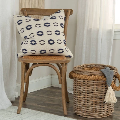 20"x20" Geometric Motif Polyester Filled Pillow Navy - Donny Osmond Home 6 20"x20" Geometric Motif Polyester Filled Pillow Navy - Donny Osmond Home - Image 4