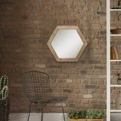 23.8" X 20.7" Wooden Hexagon Wall Mirror Brown - Stonebriar Collection -Home Decor Shop GUEST ac90db6b fe44 491a ab58 b3ed4596b1f6