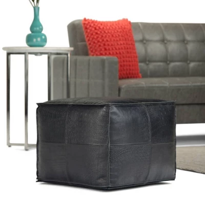 Dennie Square Pouf Black - WyndenHall 3 Dennie Square Pouf Black - WyndenHall