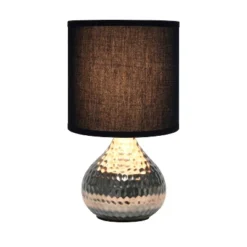Hammered Drip Mini Table Lamp With Fabric Shade - Simple Designs