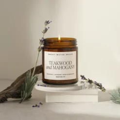 Sweet Water Decor Teakwood And Mahogany 9oz Amber Jar Soy Candle -Home Decor Shop GUEST aefcb8e9 a50a 4a5e 9fac 80255f24d40e