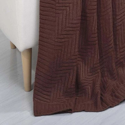 Pietra Luxury Acrylic Cozy Throw Blanket 50" X 60" Chocolate By Plazatex 4 Pietra Luxury Acrylic Cozy Throw Blanket 50" X 60" Chocolate By Plazatex - Image 2