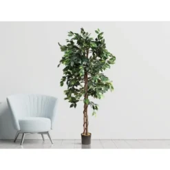 Forever Leaf 72" Artificial Ficus Silk Tree In Black Pot, Indoor Artificial Plant For Home Decor -Home Decor Shop GUEST af39dab4 a753 45bf 9762 e52c1e1895d0