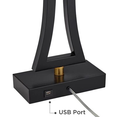 360 Lighting Roxie Modern Table Lamps 31" Tall Set Of 2 Black Metal With USB Charging Port White Rectangular Shade For Bedroom Living Room Bedside 6 360 Lighting Roxie Modern Table Lamps 31" Tall Set Of 2 Black Metal With USB Charging Port White Rectangular Shade For Bedroom Living Room Bedside - Image 4