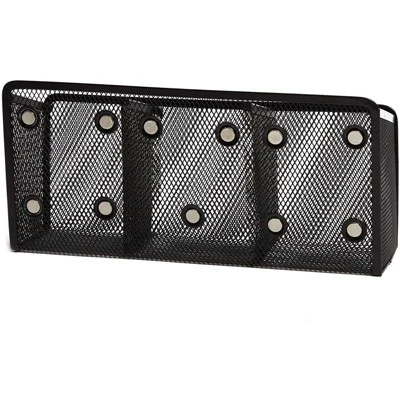 Juvale Black Mesh Wire Magnetic Pencil Pen Holder With 3 Compartments, Desk Organizer 10.5 In 5 Juvale Black Mesh Wire Magnetic Pencil Pen Holder With 3 Compartments, Desk Organizer 10.5 In - Image 3