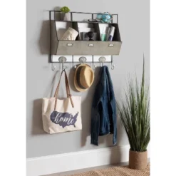 27" X 22" Arnica Wall Storage Pockets With Hooks White - Kate And Laurel 11 27" X 22" Arnica Wall Storage Pockets With Hooks White - Kate And Laurel -Home Decor Shop GUEST b06edddd d07f 4b85 9308 2d1f34473a5b