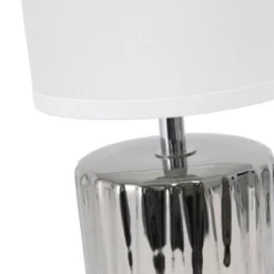 11.61" Tall Ruffled Capsule Bedside Table Desk Lamp With White Drum Fabric Shade Silver - Simple Designs 15 11.61" Tall Ruffled Capsule Bedside Table Desk Lamp With White Drum Fabric Shade Silver - Simple Designs -Home Decor Shop GUEST b0a9dea1 d19f 4cc9 85ce 2944522213ab