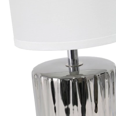 11.61" Tall Ruffled Capsule Bedside Table Desk Lamp With White Drum Fabric Shade Silver - Simple Designs 8 11.61" Tall Ruffled Capsule Bedside Table Desk Lamp With White Drum Fabric Shade Silver - Simple Designs - Image 6