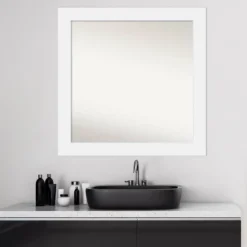 31" X 31" Non-Beveled Corvino Wood Bathroom Wall Mirror White - Amanti Art -Home Decor Shop GUEST b31ebada b5e0 437b 8bc1 870b7cba6064