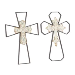 Set Of 2 Metal Cross Carved Wood Wall Decors Black - Olivia & May -Home Decor Shop GUEST b333b96e 26e6 42e6 937a fd2bf7710a69