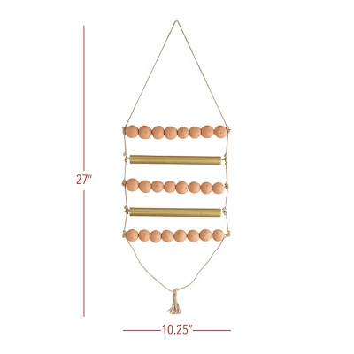 Beaded Ladder Wall Hanging Terracotta, Metal & Jute By Foreside Home & Garden 6 Beaded Ladder Wall Hanging Terracotta, Metal & Jute By Foreside Home & Garden - Image 4